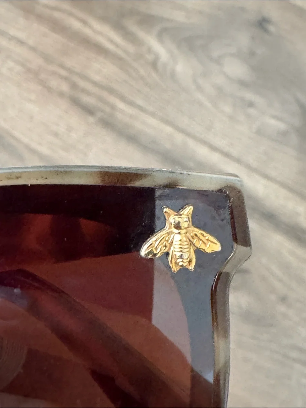 Oversized Square Tortoise Sunglasses with Gold Bee Accents